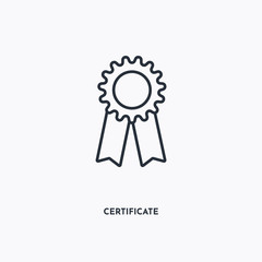Certificate outline icon. Simple linear element illustration. Isolated line Certificate icon on white background. Thin stroke sign can be used for web, mobile and UI.