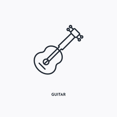 Guitar outline icon. Simple linear element illustration. Isolated line Guitar icon on white background. Thin stroke sign can be used for web, mobile and UI.
