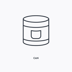 Can outline icon. Simple linear element illustration. Isolated line Can icon on white background. Thin stroke sign can be used for web, mobile and UI.