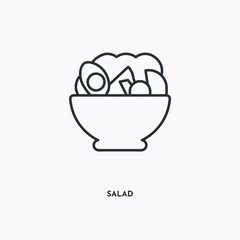 Salad outline icon. Simple linear element illustration. Isolated line Salad icon on white background. Thin stroke sign can be used for web, mobile and UI.