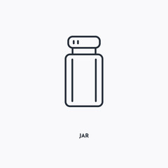 Jar outline icon. Simple linear element illustration. Isolated line Jar icon on white background. Thin stroke sign can be used for web, mobile and UI.