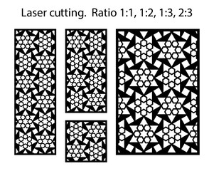 Cnc panel templates set. Laser pattern. Set of geometric decorative vector panels for laser cutting.