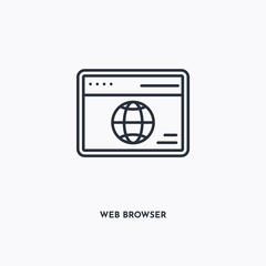 Web browser outline icon. Simple linear element illustration. Isolated line Web browser icon on white background. Thin stroke sign can be used for web, mobile and UI.