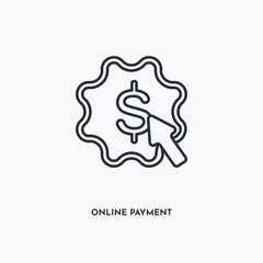 Fototapeta na wymiar online payment outline icon. Simple linear element illustration. Isolated line online payment icon on white background. Thin stroke sign can be used for web, mobile and UI.