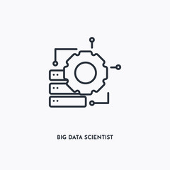 Big data scientist outline icon. Simple linear element illustration. Isolated line Big data scientist icon on white background. Thin stroke sign can be used for web, mobile and UI.