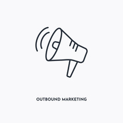 outbound marketing base outline icon. Simple linear element illustration. Isolated line outbound marketing base icon on white background. Thin stroke sign can be used for web, mobile and UI.