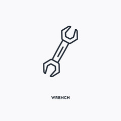 wrench outline icon. Simple linear element illustration. Isolated line wrench icon on white background. Thin stroke sign can be used for web, mobile and UI.