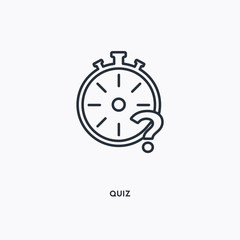 quiz outline icon. Simple linear element illustration. Isolated line quiz icon on white background. Thin stroke sign can be used for web, mobile and UI.