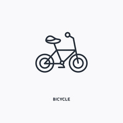 Fototapeta premium Bicycle outline icon. Simple linear element illustration. Isolated line Bicycle icon on white background. Thin stroke sign can be used for web, mobile and UI.