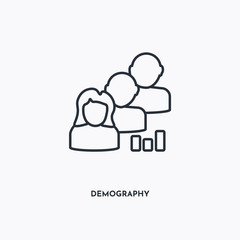 demography outline icon. Simple linear element illustration. Isolated line demography icon on white background. Thin stroke sign can be used for web, mobile and UI. - obrazy, fototapety, plakaty
