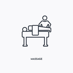 massage outline icon. Simple linear element illustration. Isolated line massage icon on white background. Thin stroke sign can be used for web, mobile and UI.