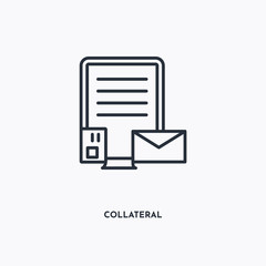 collateral outline icon. Simple linear element illustration. Isolated line collateral icon on white background. Thin stroke sign can be used for web, mobile and UI.