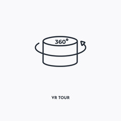 VR tour outline icon. Simple linear element illustration. Isolated line VR tour icon on white background. Thin stroke sign can be used for web, mobile and UI.