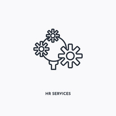 hr services outline icon. Simple linear element illustration. Isolated line hr services icon on white background. Thin stroke sign can be used for web, mobile and UI.