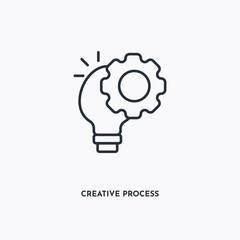 creative process outline icon. Simple linear element illustration. Isolated line creative process icon on white background. Thin stroke sign can be used for web, mobile and UI.
