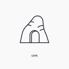 cave outline icon. Simple linear element illustration. Isolated line cave icon on white background. Thin stroke sign can be used for web, mobile and UI.