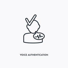 voice authentication outline icon. Simple linear element illustration. Isolated line voice authentication icon on white background. Thin stroke sign can be used for web, mobile and UI.