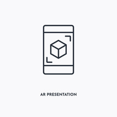 ar presentation outline icon. Simple linear element illustration. Isolated line ar presentation icon on white background. Thin stroke sign can be used for web, mobile and UI.