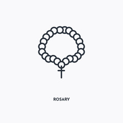 Rosary outline icon. Simple linear element illustration. Isolated line Rosary icon on white background. Thin stroke sign can be used for web, mobile and UI.