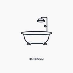bathroom outline icon. Simple linear element illustration. Isolated line bathroom icon on white background. Thin stroke sign can be used for web, mobile and UI.