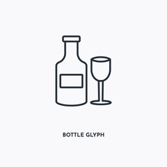 bottle glyph outline icon. Simple linear element illustration. Isolated line bottle glyph icon on white background. Thin stroke sign can be used for web, mobile and UI.