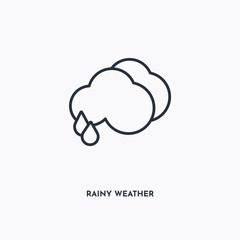 Rainy weather outline icon. Simple linear element illustration. Isolated line Rainy weather icon on white background. Thin stroke sign can be used for web, mobile and UI.