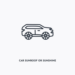 Fototapeta premium car sunroof or sunshine roof outline icon. Simple linear element illustration. Isolated line car sunroof or sunshine roof icon on white background. Thin stroke sign can be used for web, mobile and UI.