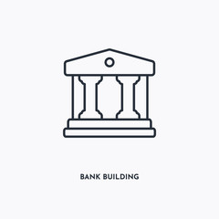 bank building outline icon. Simple linear element illustration. Isolated line bank building icon on white background. Thin stroke sign can be used for web, mobile and UI.