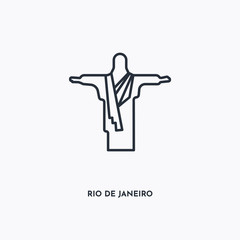 Rio de janeiro outline icon. Simple linear element illustration. Isolated line Rio de janeiro icon on white background. Thin stroke sign can be used for web, mobile and UI.