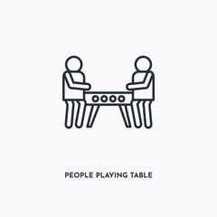 People playing Table football outline icon. Simple linear element illustration. Isolated line People playing Table football icon on white background. Thin stroke sign