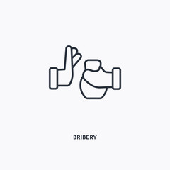 Bribery outline icon. Simple linear element illustration. Isolated line Bribery icon on white background. Thin stroke sign can be used for web, mobile and UI.