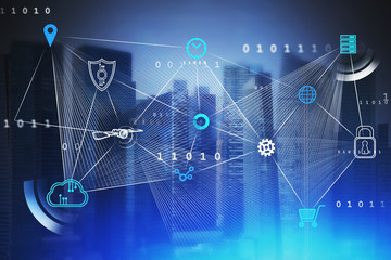 Futuristic big data interface in city