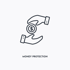 money protection outline icon. Simple linear element illustration. Isolated line money protection icon on white background. Thin stroke sign can be used for web, mobile and UI.