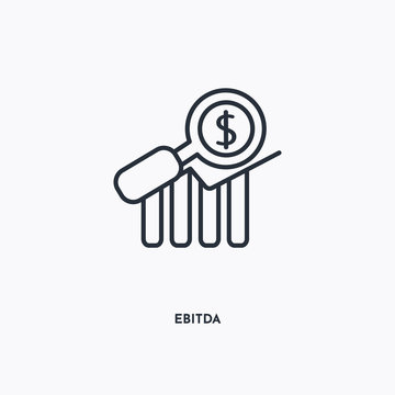 Ebitda outline icon. Simple linear element illustration. Isolated line Ebitda icon on white background. Thin stroke sign can be used for web, mobile and UI.