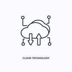 cloud technology outline icon. Simple linear element illustration. Isolated line cloud technology icon on white background. Thin stroke sign can be used for web, mobile and UI.
