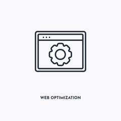 Web optimization outline icon. Simple linear element illustration. Isolated line Web optimization icon on white background. Thin stroke sign can be used for web, mobile and UI.