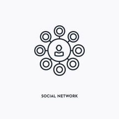 Social network outline icon. Simple linear element illustration. Isolated line Social network icon on white background. Thin stroke sign can be used for web, mobile and UI.