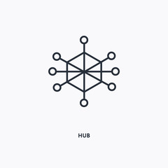 Hub outline icon. Simple linear element illustration. Isolated line Hub icon on white background. Thin stroke sign can be used for web, mobile and UI.