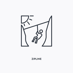 Zipline outline icon. Simple linear element illustration. Isolated line Zipline icon on white background. Thin stroke sign can be used for web, mobile and UI.