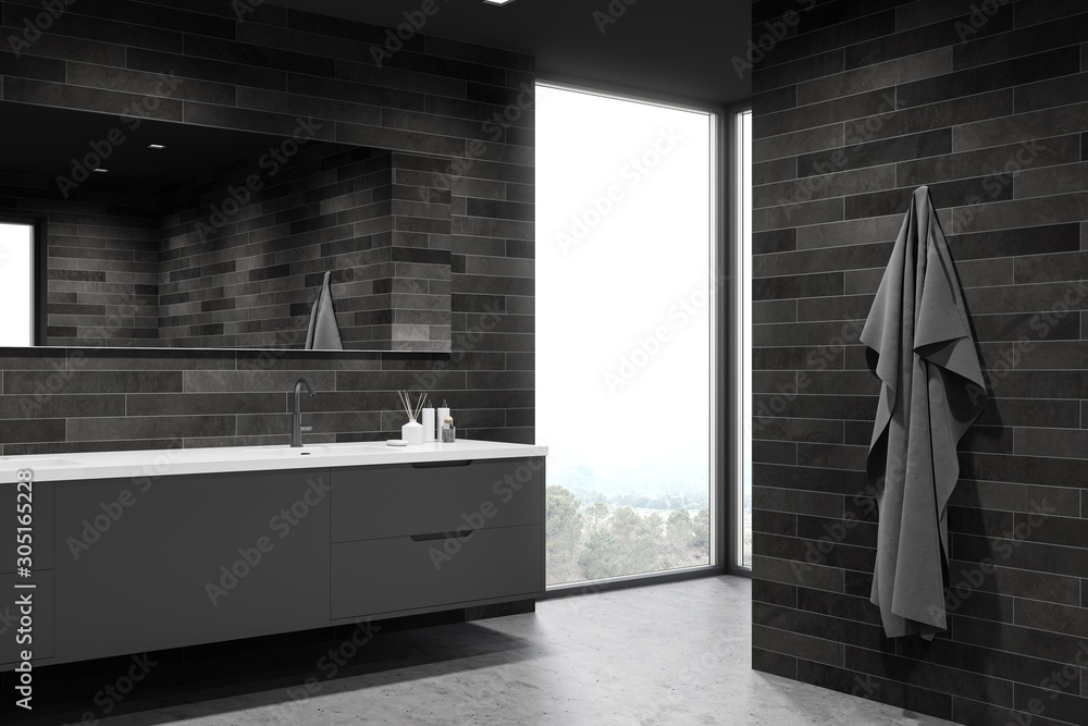 Wall mural Loft dark bathroom corner with sink