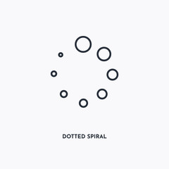 dotted spiral outline icon. Simple linear element illustration. Isolated line dotted spiral icon on white background. Thin stroke sign can be used for web, mobile and UI.