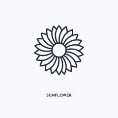 Sunflower outline icon. Simple linear element illustration. Isolated line Sunflower icon on white background. Thin stroke sign can be used for web, mobile and UI.