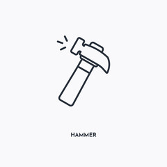 hammer outline icon. Simple linear element illustration. Isolated line hammer icon on white background. Thin stroke sign can be used for web, mobile and UI.