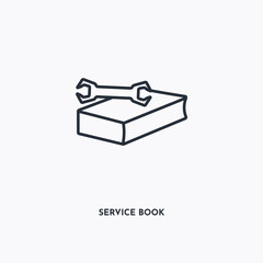service book outline icon. Simple linear element illustration. Isolated line service book icon on white background. Thin stroke sign can be used for web, mobile and UI.