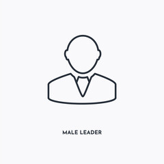 male leader outline icon. Simple linear element illustration. Isolated line male leader icon on white background. Thin stroke sign can be used for web, mobile and UI.