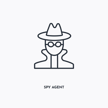 Spy Agent outline icon. Simple linear element illustration. Isolated line Spy Agent icon on white background. Thin stroke sign can be used for web, mobile and UI.