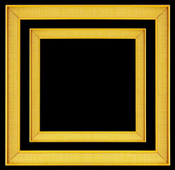  gold frabric frame on the black background with clipping path