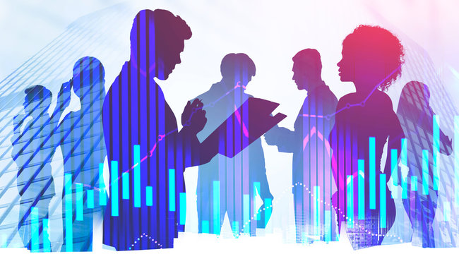 Diverse team of business people in city