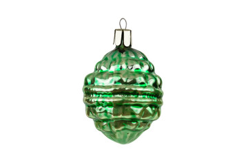 Vintage soviet christmas toy green shiny lantern / glass decoration for the holiday Christmas and...
