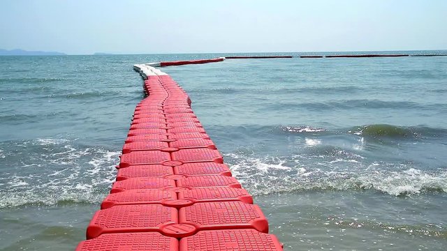 Buoy barrier move on sea is a zone for tourists to swim in the designated area. And prohibiting ships from approaching